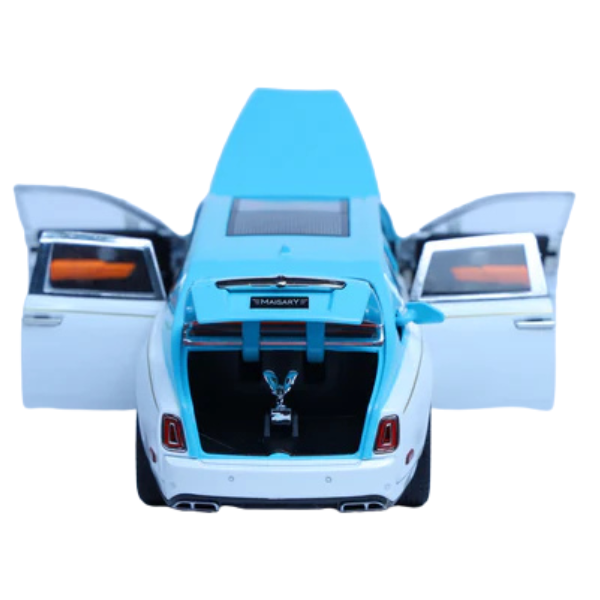 Rolls-Royce Phantom White-Blue 1:22 Scale Diecast Model Car | Luxury Collectible with Openable Doors & Lights