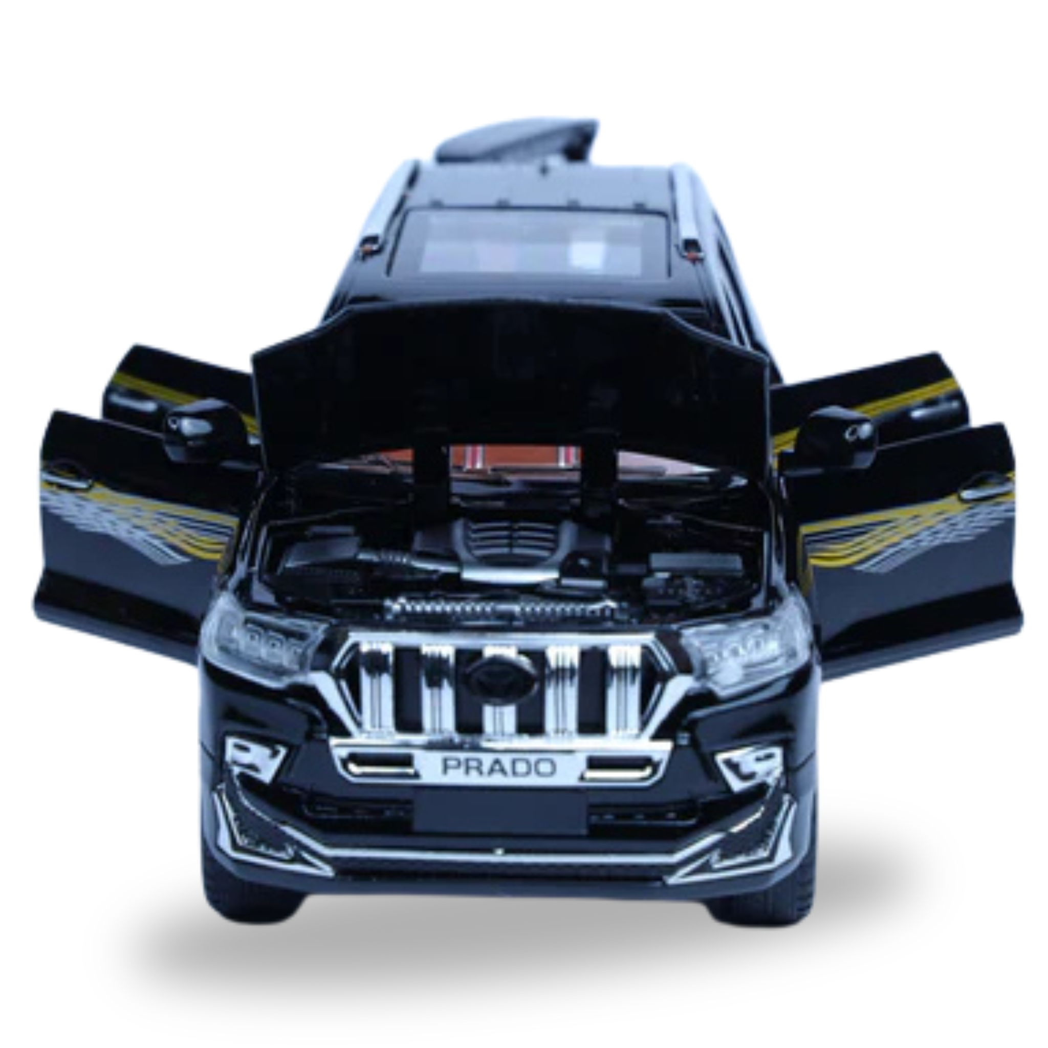 Toyota Land Cruiser Prado Black 1:24 Scale Diecast Model | Openable Doors & Lights | Luxury SUV Collectible