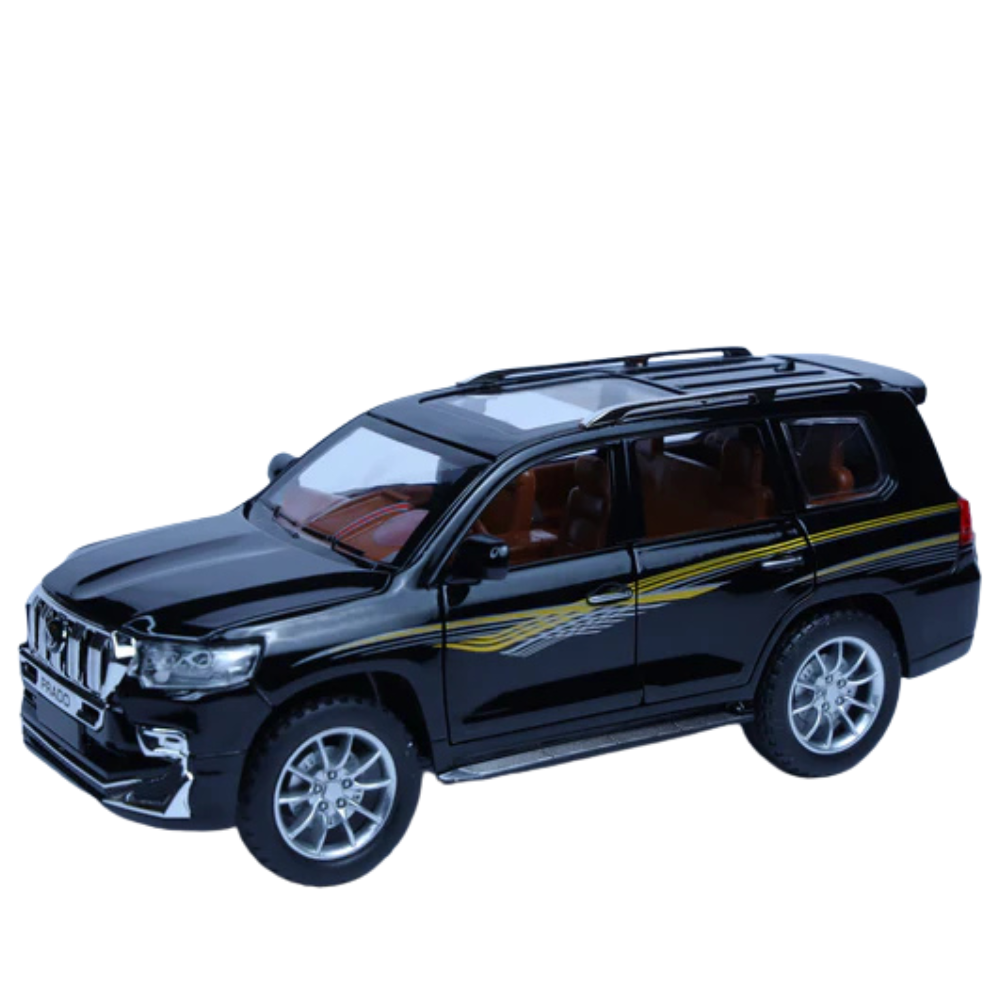 Toyota Land Cruiser Prado Black 1:24 Scale Diecast Model | Openable Doors & Lights | Luxury SUV Collectible