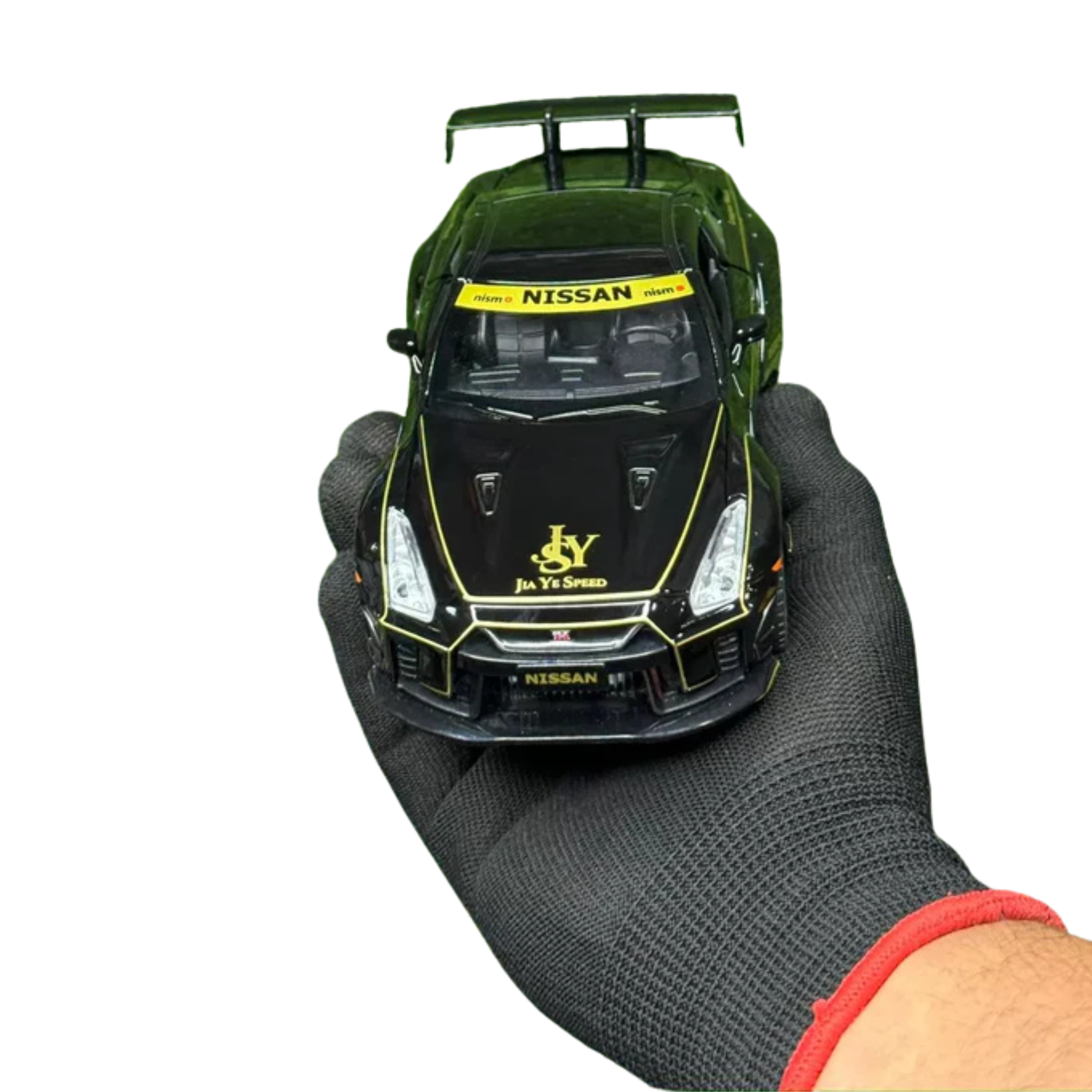 Nissan GTR R35 Diecast 1:22 | Pullback, Doors Open, Sound & Light – Black
