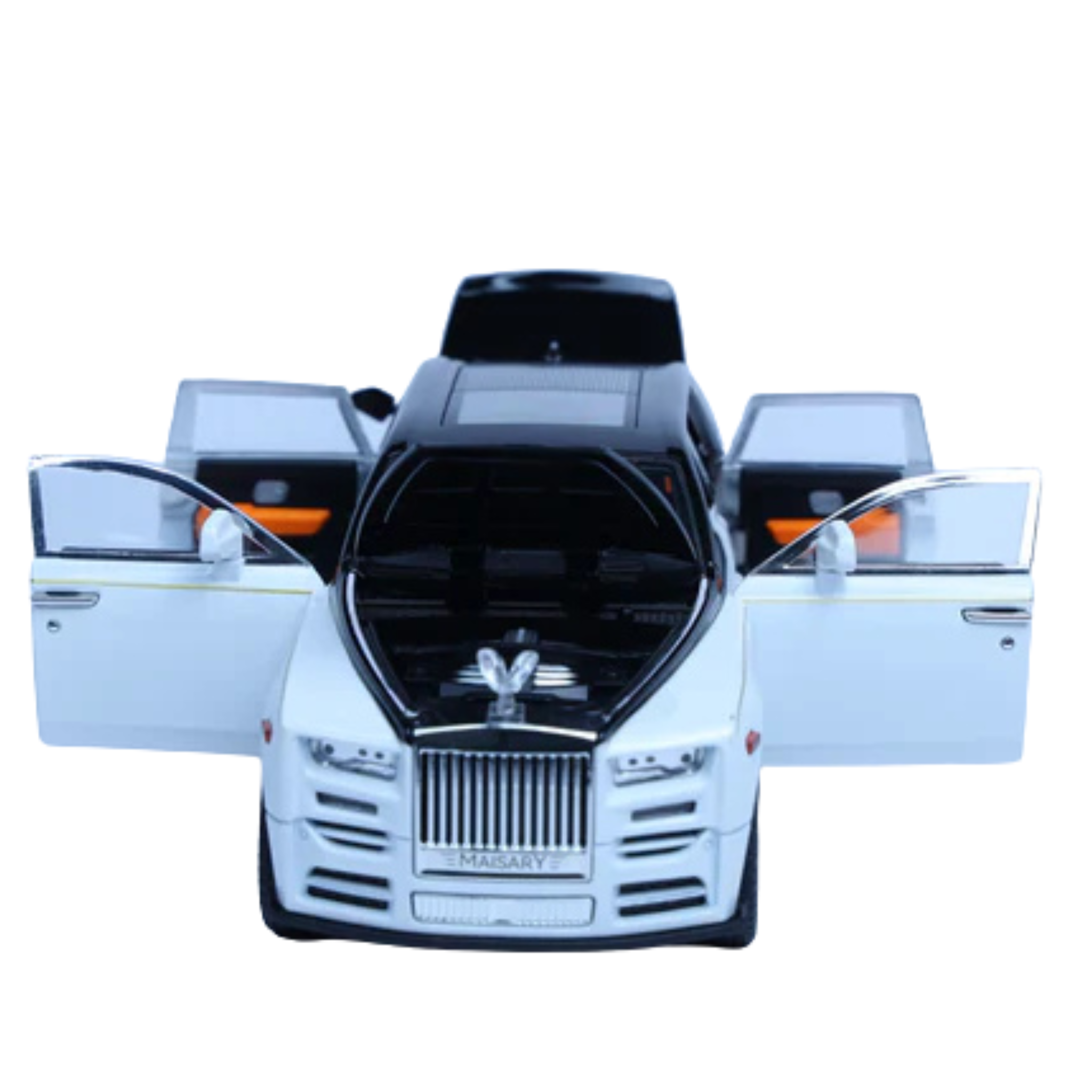 Rolls-Royce Phantom White-Black 1:22 Scale Diecast Model Car | Luxury Collectible with Openable Doors & Lights