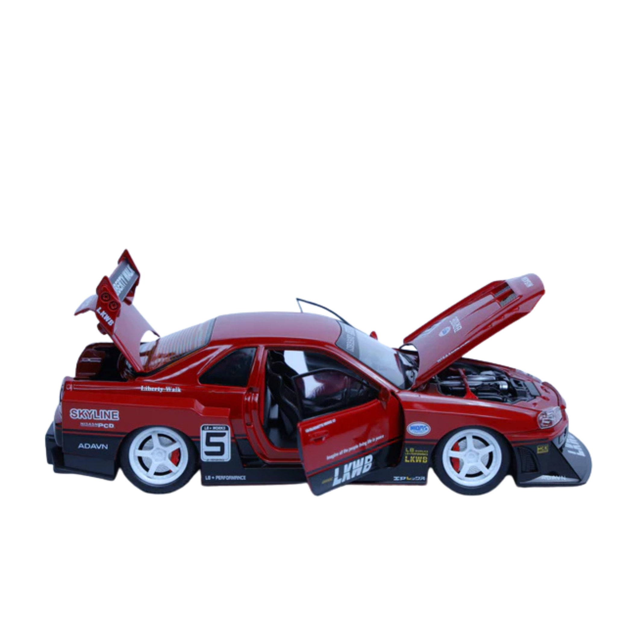 Nissan Skyline GT-R SE Red 1:22 Scale Diecast Model Car | Openable Doors & Lights