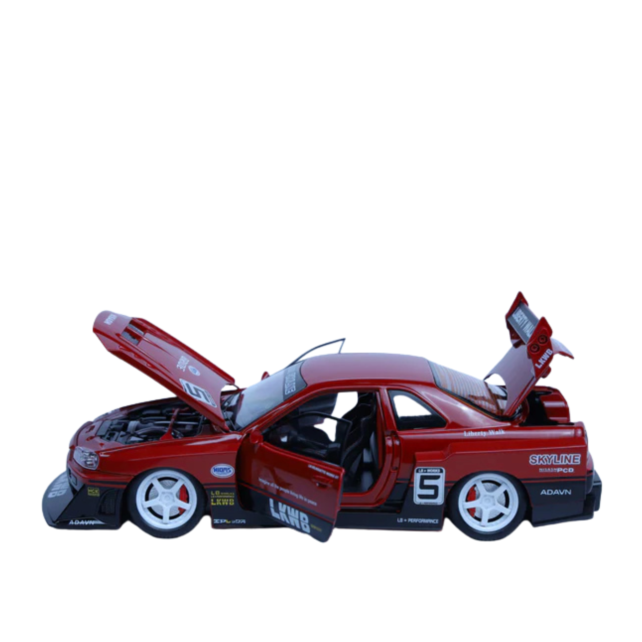 Nissan Skyline GT-R SE Red 1:22 Scale Diecast Model Car | Openable Doors & Lights