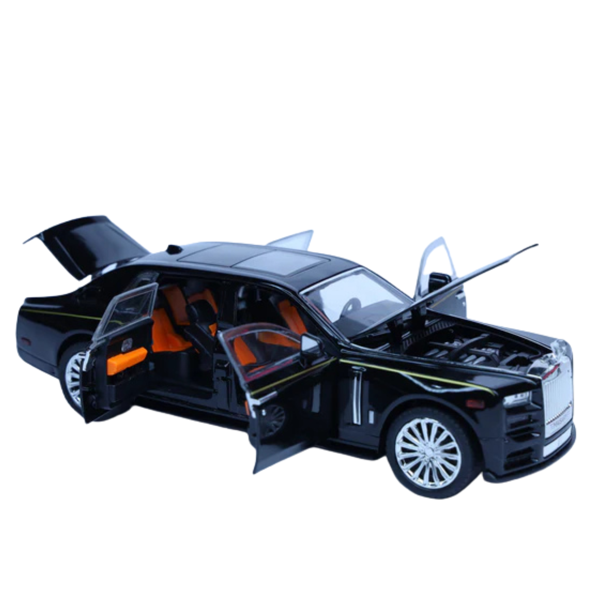 Rolls-Royce Phantom Black 1:22 Scale Diecast Model Car | Luxury Collectible with Openable Doors & Lights