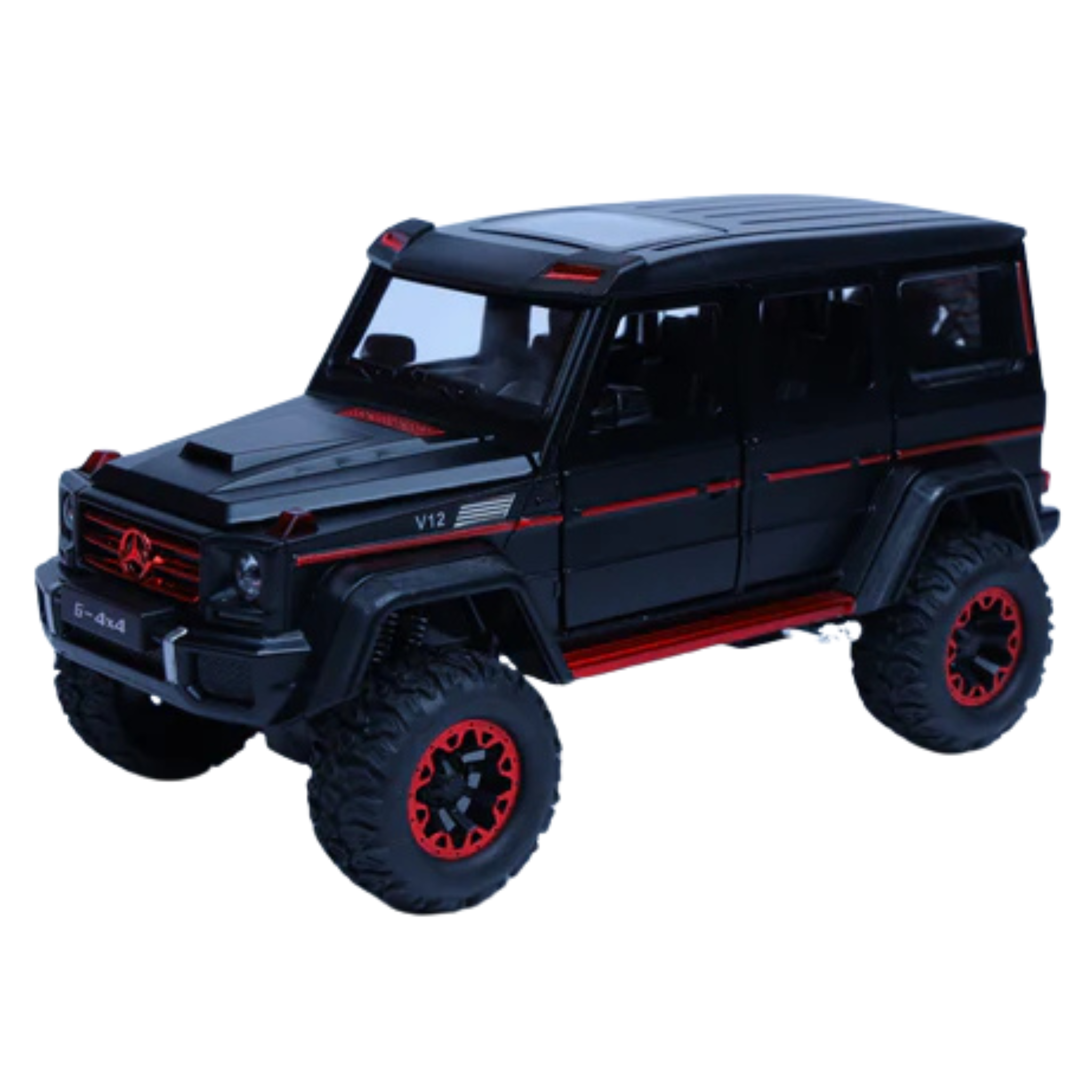 Mercedes-Benz G-Class 4x4 Matte Black 1:24 Scale Diecast Model | Openable Doors & Lights | Luxury SUV Collectible