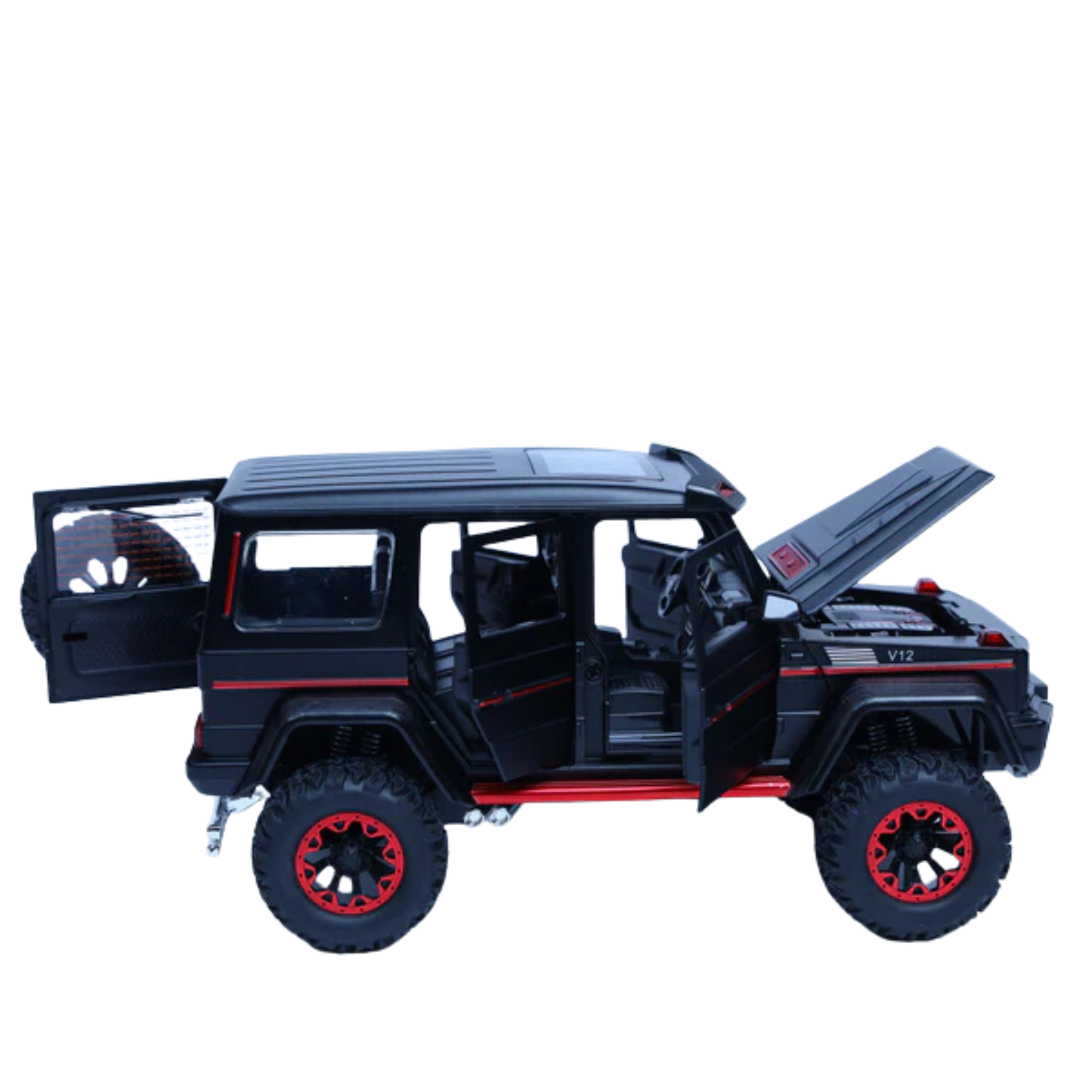 Mercedes-Benz G-Class 4x4 Matte Black 1:24 Scale Diecast Model | Openable Doors & Lights | Luxury SUV Collectible