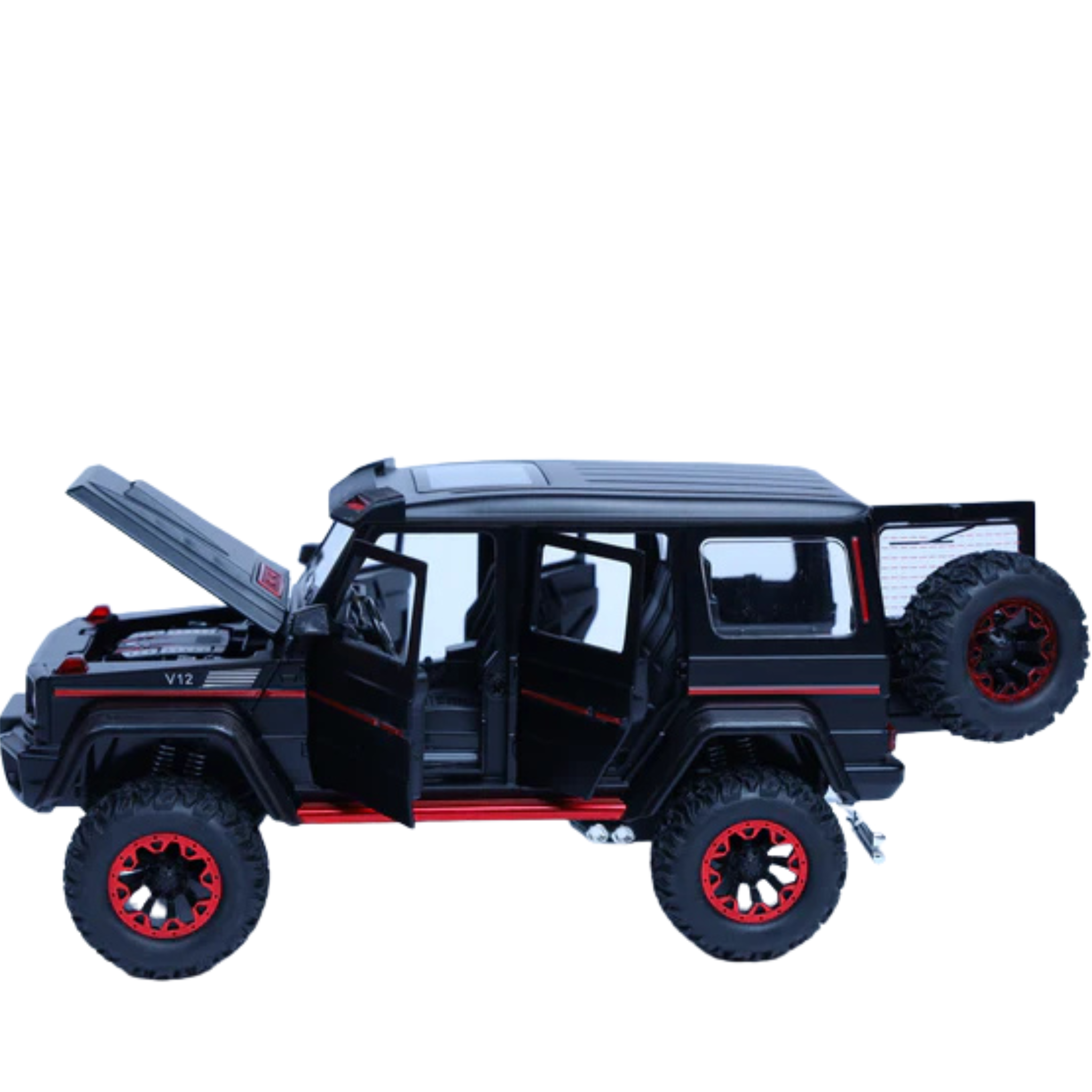 Mercedes-Benz G-Class 4x4 Matte Black 1:24 Scale Diecast Model | Openable Doors & Lights | Luxury SUV Collectible