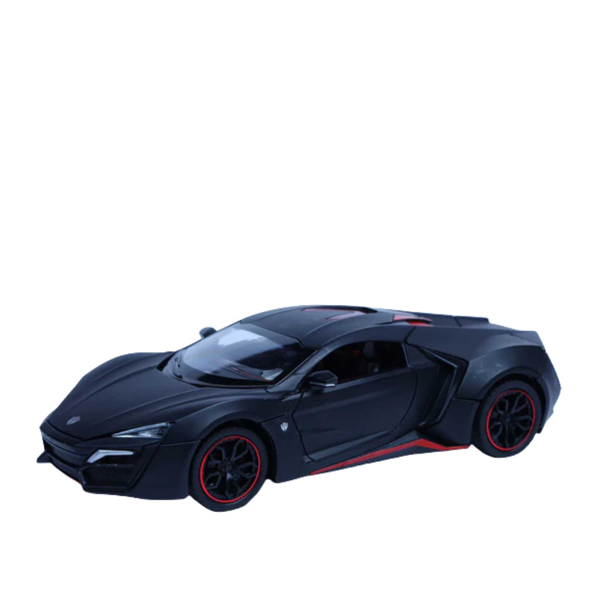 Lykan Hypersport Matte Black 1:24 Scale Diecast Model Car | Openable Doors & Lights | Exotic Hypercar Collectible