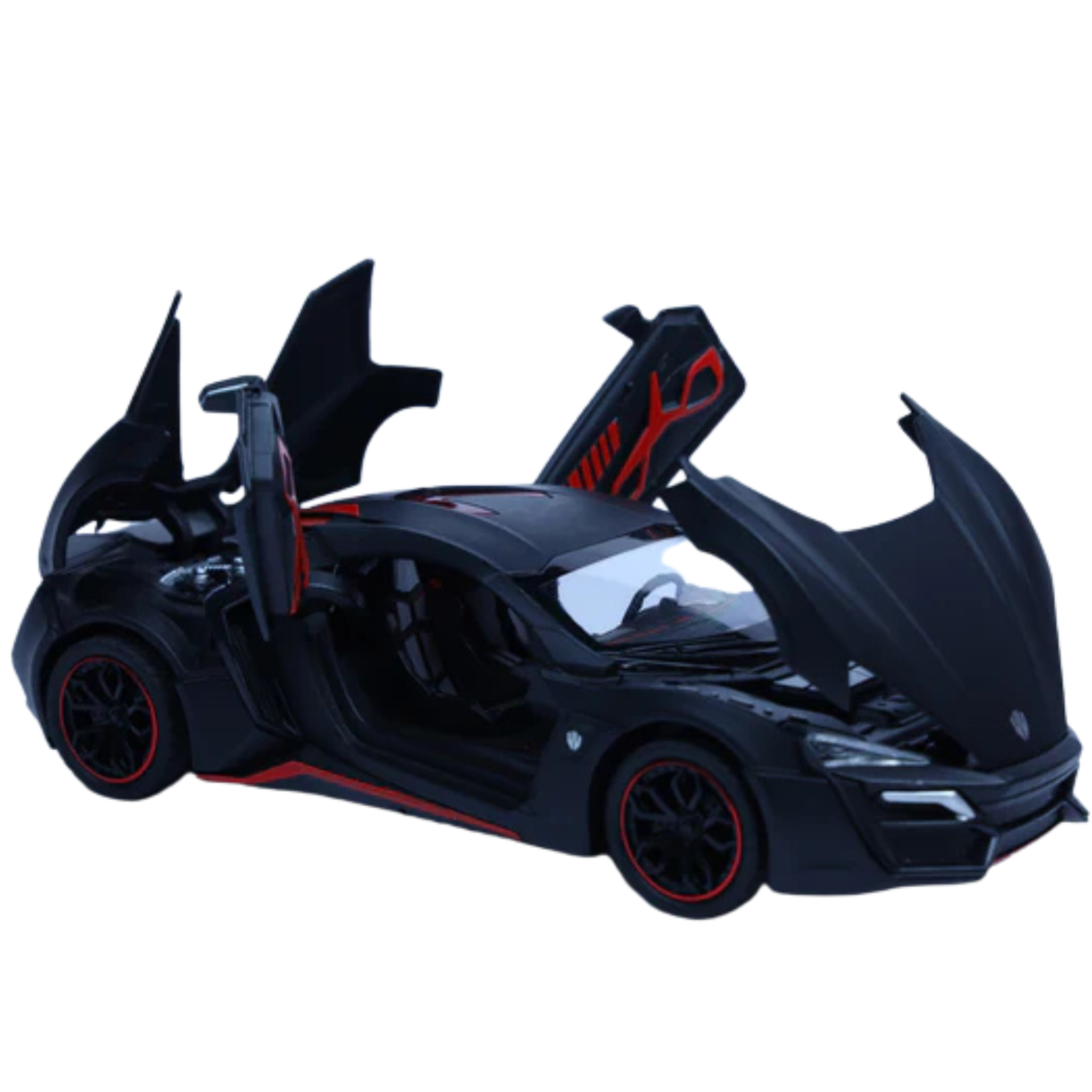 Lykan Hypersport Matte Black 1:24 Scale Diecast Model Car | Openable Doors & Lights | Exotic Hypercar Collectible