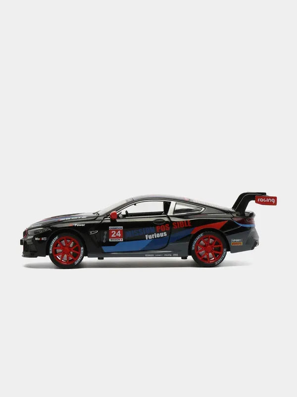 BMW M8 GTE Black 1:24 Scale Diecast Model Car | Working Lights & Doors | Premium Collectible
