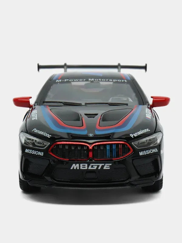 BMW M8 GTE Black 1:24 Scale Diecast Model Car | Working Lights & Doors | Premium Collectible
