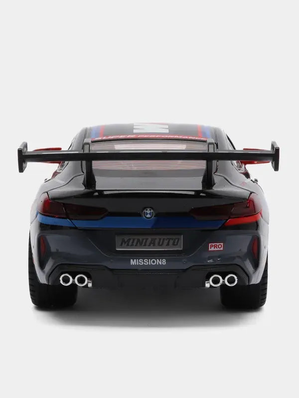BMW M8 GTE Black 1:24 Scale Diecast Model Car | Working Lights & Doors | Premium Collectible
