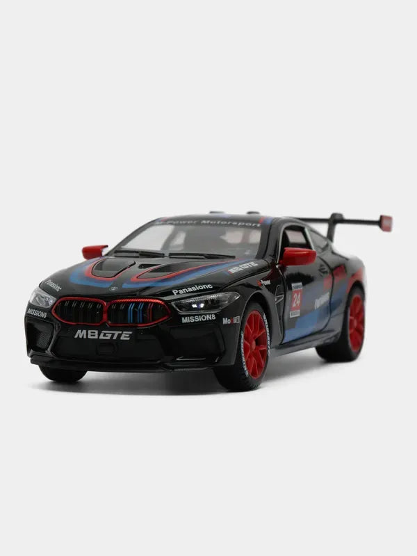BMW M8 GTE Black 1:24 Scale Diecast Model Car | Working Lights & Doors | Premium Collectible