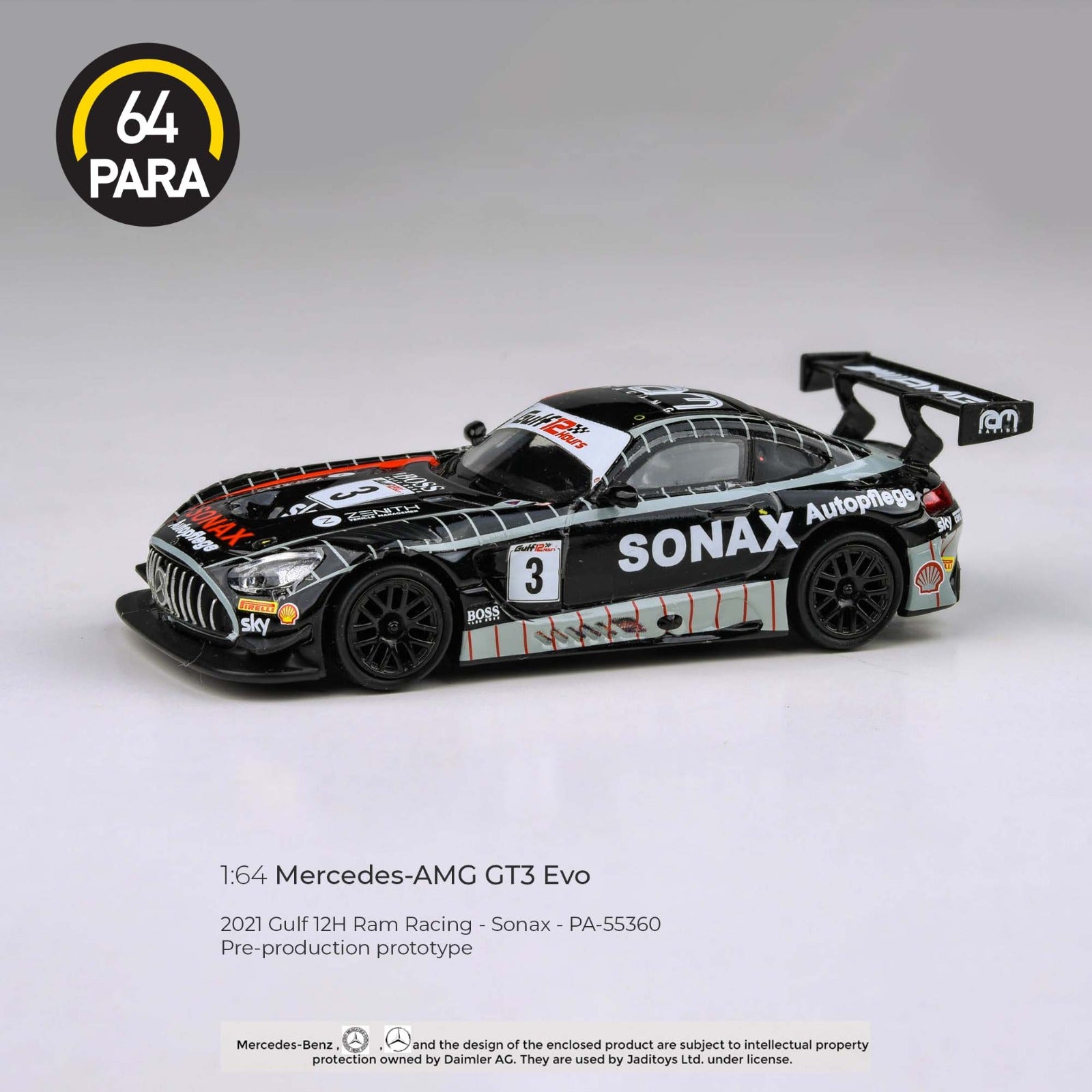 PARA64 Mercedes-AMG GT3 Evo 2021 Gulf 12H RAM Racing SONAX 1:64 Scale Diecast Metal Toy Car