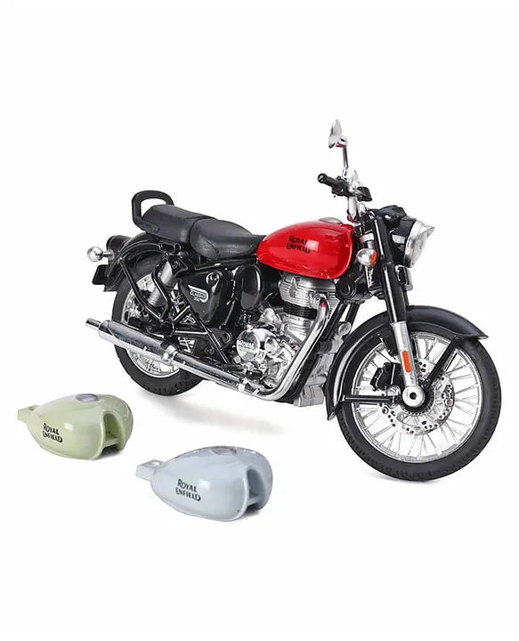 Royal Enfield Classic 350 Diecast Bike 1:15 Scale – Premium Metal Motorcycle Model with Interchangeable Fuel Tanks & Pull-Back Action