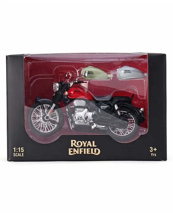 Royal Enfield Classic 350 Diecast Bike 1:15 Scale – Premium Metal Motorcycle Model with Interchangeable Fuel Tanks & Pull-Back Action