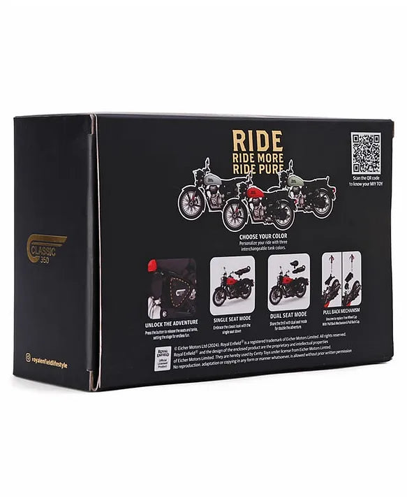 Royal Enfield Classic 350 Diecast Bike 1:15 Scale – Premium Metal Motorcycle Model with Interchangeable Fuel Tanks & Pull-Back Action