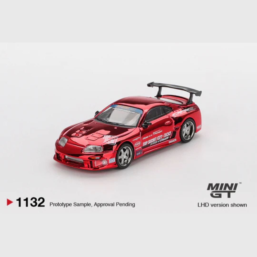 Mini GT Toyota Supra A80 Top Secret GT-300 Red Chrome - MGT01132 - Box Version