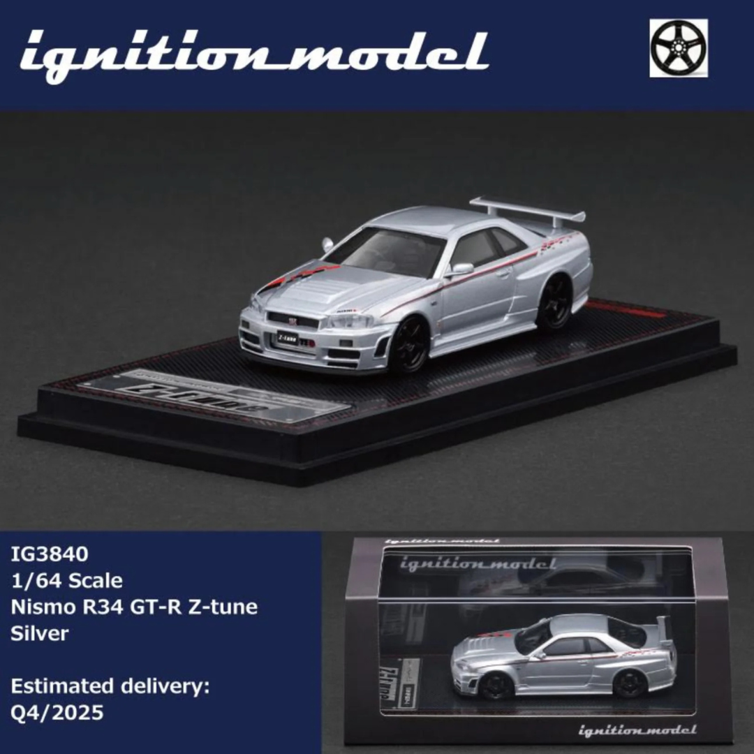 Ignition Model 1:64 Nissan Nismo R34 GT-R Z-Tune Silver Diecast Model Car – IG3840
