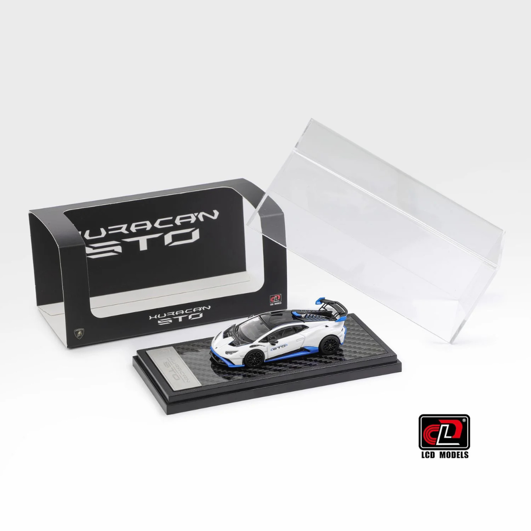 LCD Models Lamborghini Huracán STO White/Blue Track Supercar -LCD64043-WH