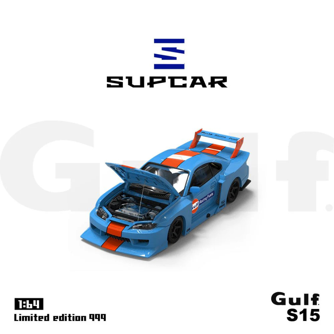 SUPCAR 1:64 Nissan Silvia S15 Gulf Racing Livery Diecast Model Car – SC64040 Limited Edition 999 Pcs