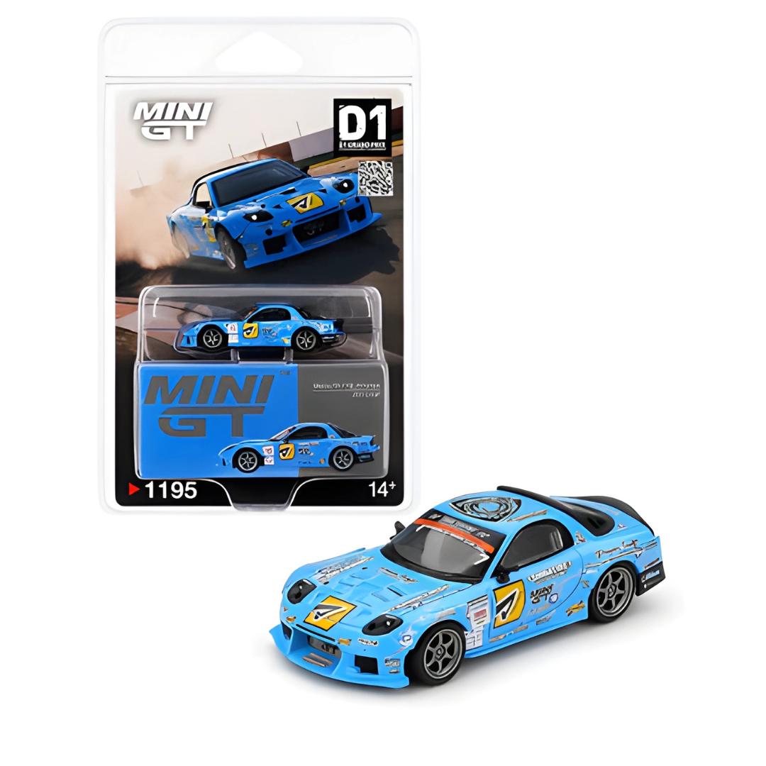 Mini GT Mazda RX-7 RE-Amemiya 2025 D1GP Light Blue #7 - MGT01195-BL Blister Version