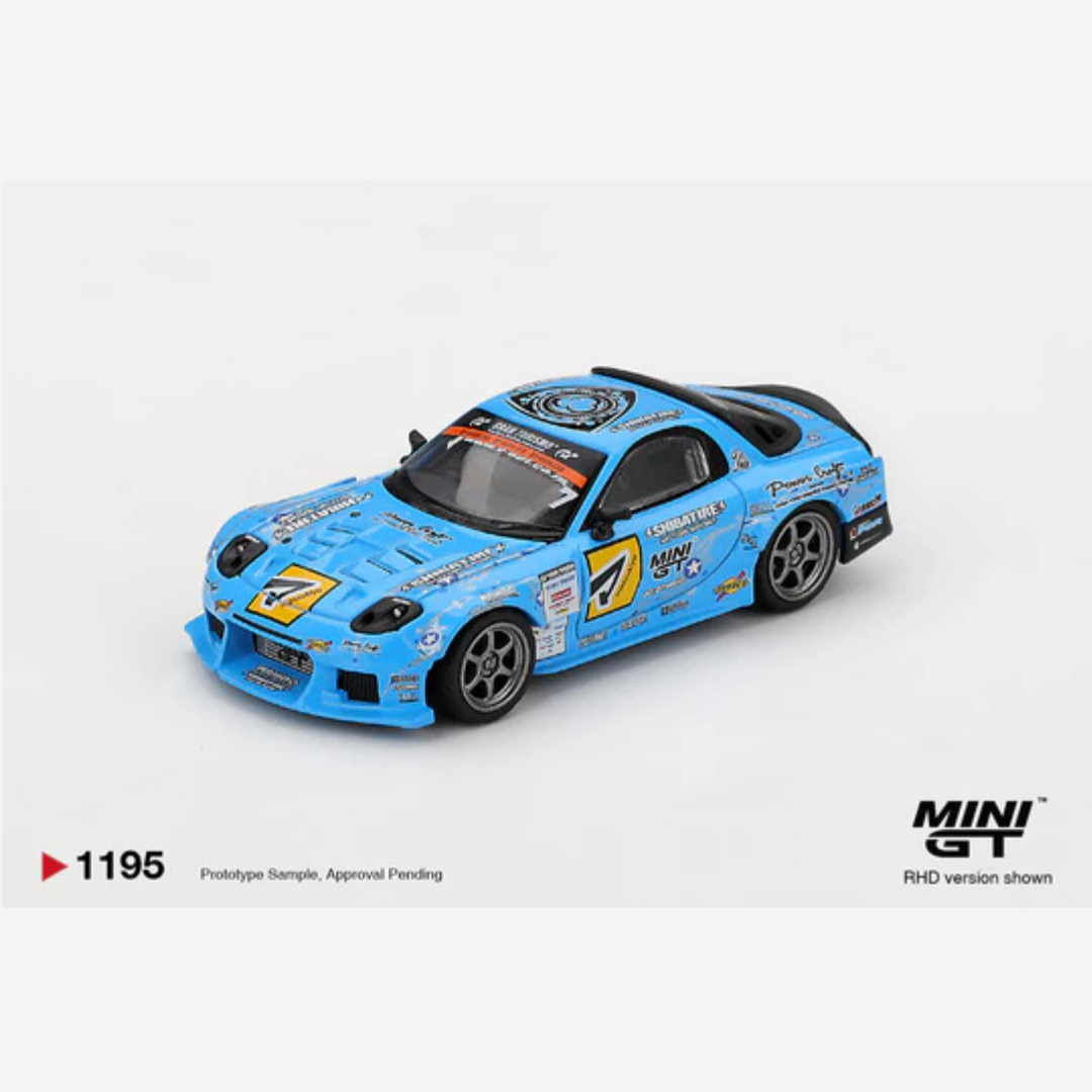 Mini GT Mazda RX-7 RE-Amemiya 2025 D1GP Light Blue #7 - MGT01195 - Box Version