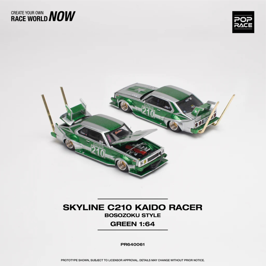 Pop Race Skyline C210 Kaido Racer Bosozoku Style Green – PR64S9-05 (PR640061)