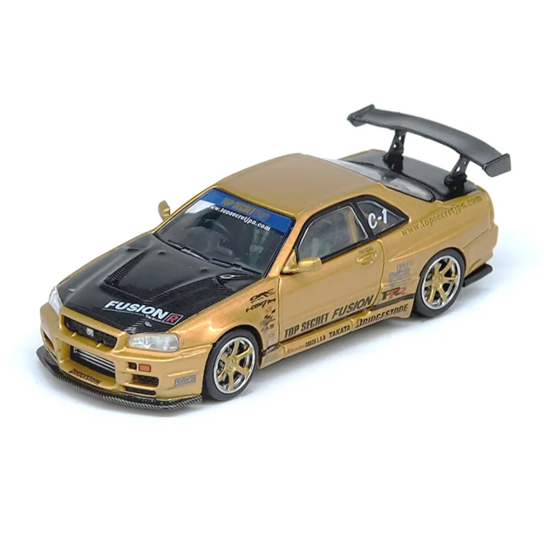 INNO64 Nissan Skyline GT-R R34 Top Secret Gold 1:64 Diecast JDM Tuner Car - IN64-R34TS-GOLD