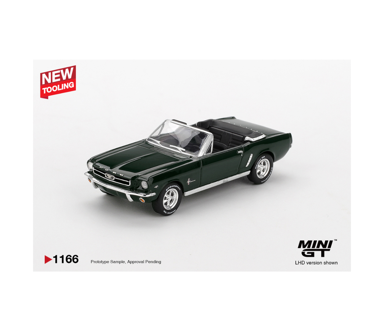 MINI GT 1965 Ford Mustang Convertible Dark Green 1:64 Scale Diecast Metal Toy Car (Model No. 1166)