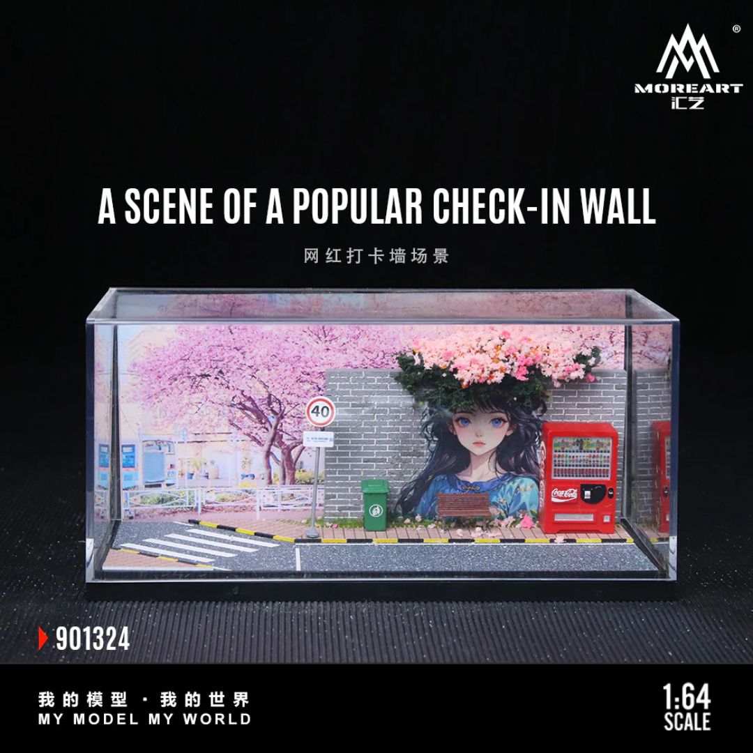 MoreArt "Popular Check-In Wall" Sakura Street Scene 1:64 Diorama Display Case - MO901324