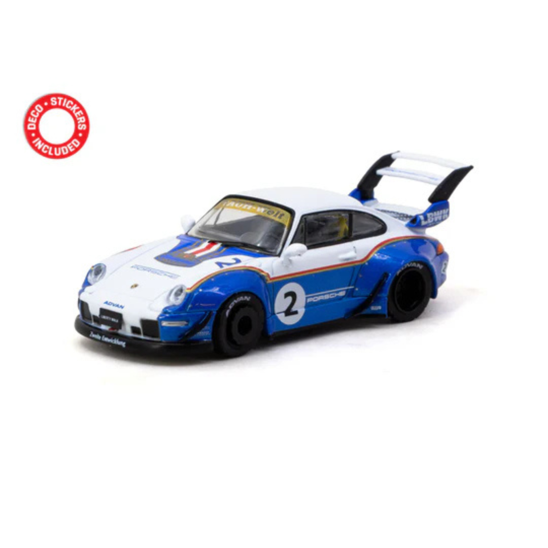 Tarmac Works Porsche RWB 993 #2 Liberty Walk White/Blue 1:64 Diecast Widebody Car - T64-TL017-LBWK2
