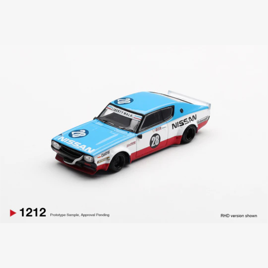 Mini GT Nissan Skyline GT-R KPGC110 Kenmeri Liberty Walk #28 Blue/White/Red - MGT01212 - Box Version