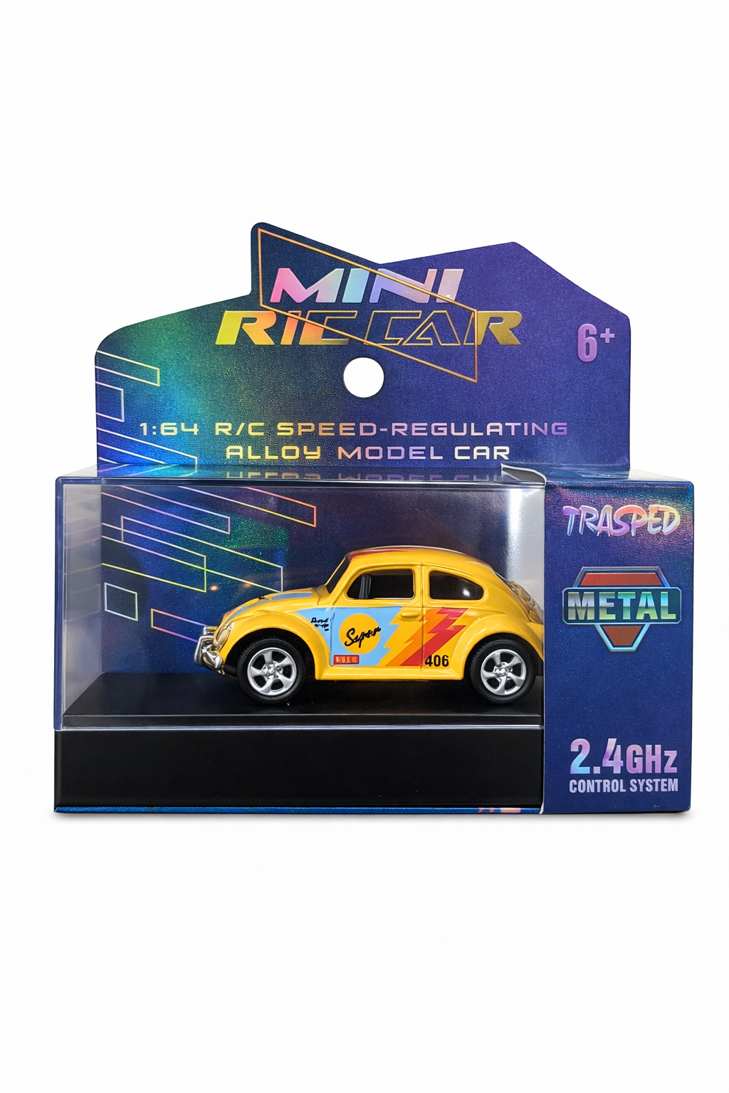 Trasped Volkswagen Beetle 1:64 Scale Metal RC Car with Type-C Charging – Mini Remote Control Classic Car