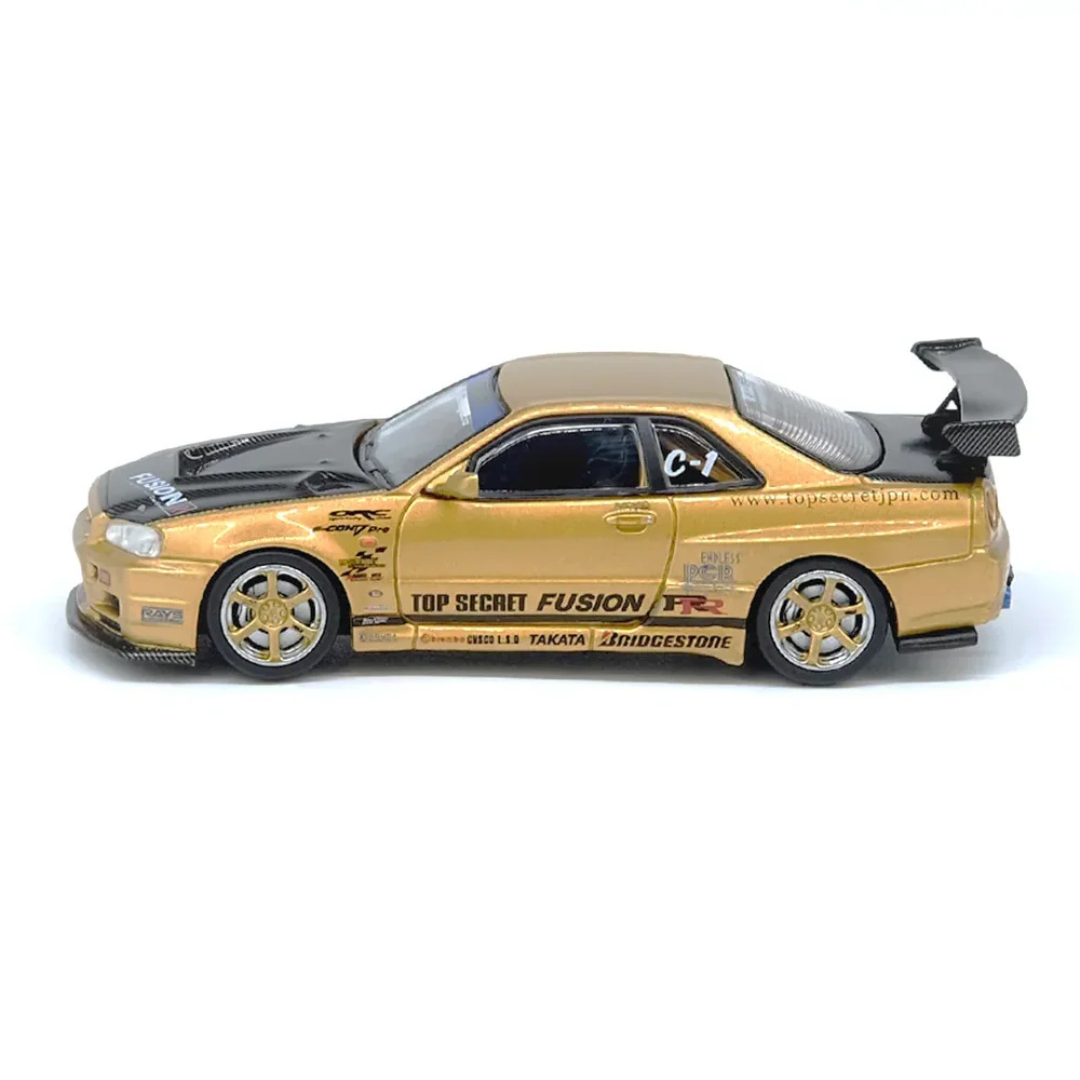 INNO64 Nissan Skyline GT-R R34 Top Secret Gold 1:64 Diecast JDM Tuner Car - IN64-R34TS-GOLD