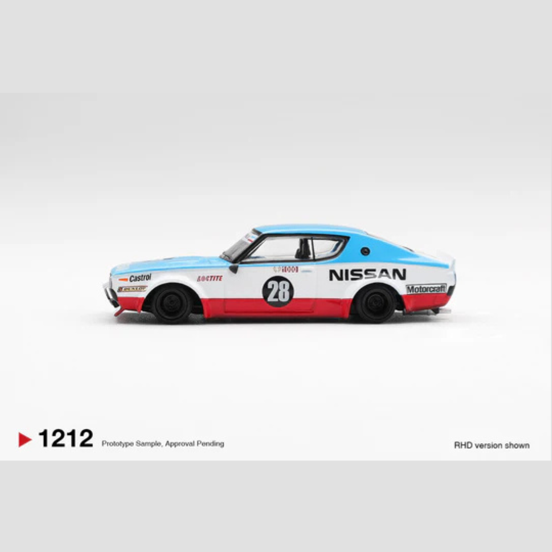 Mini GT Nissan Skyline GT-R KPGC110 Kenmeri Liberty Walk #28 Blue/White/Red - MGT01212 - Box Version