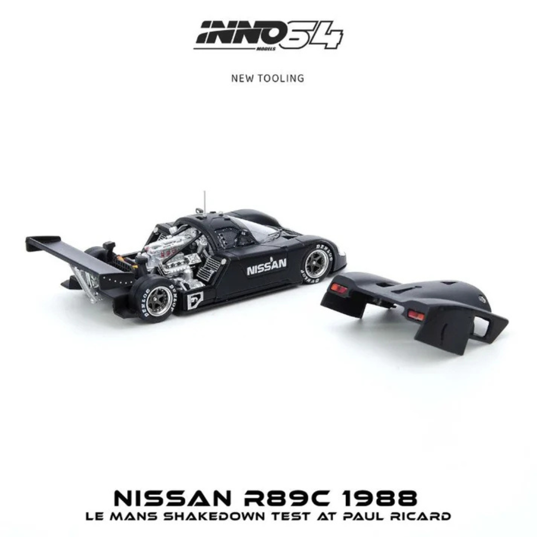INNO64 Nissan R89C Le Mans Shakedown Test Paul Ricard 1988 Matte Black 1:64 Diecast Racing Car - IN64-R89C-LMT1988