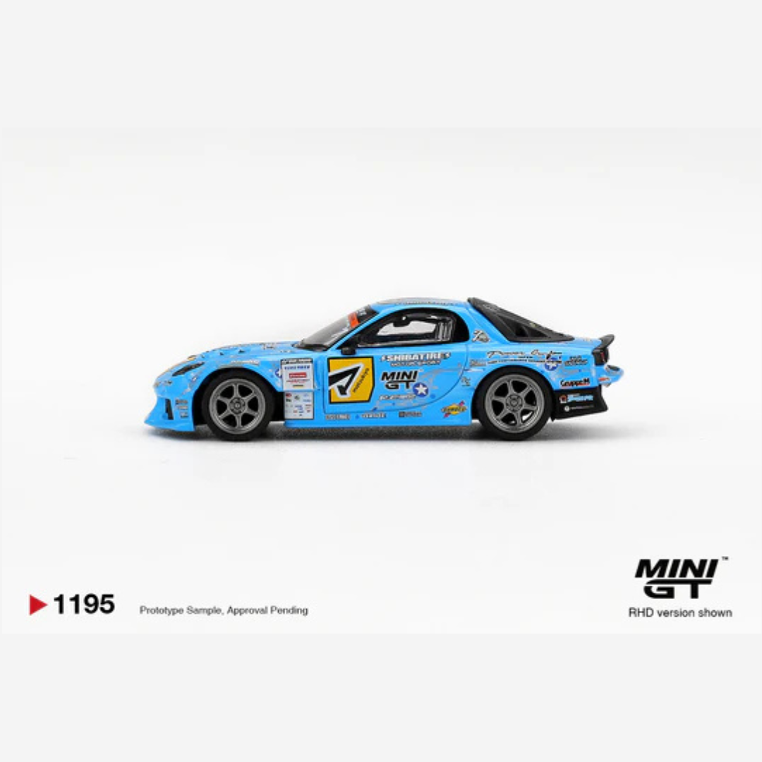 Mini GT Mazda RX-7 RE-Amemiya 2025 D1GP Light Blue #7 - MGT01195 - Box Version