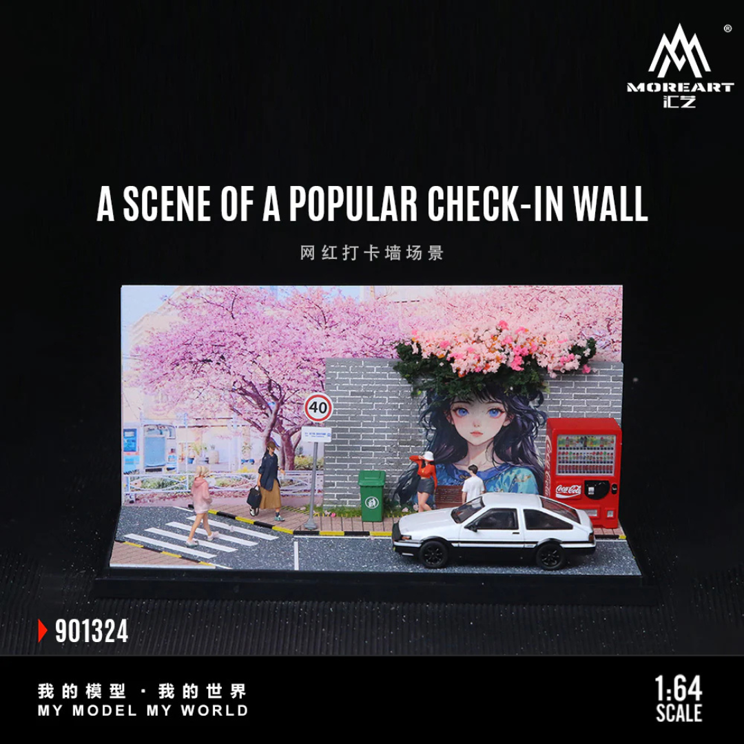 MoreArt "Popular Check-In Wall" Sakura Street Scene 1:64 Diorama Display Case - MO901324