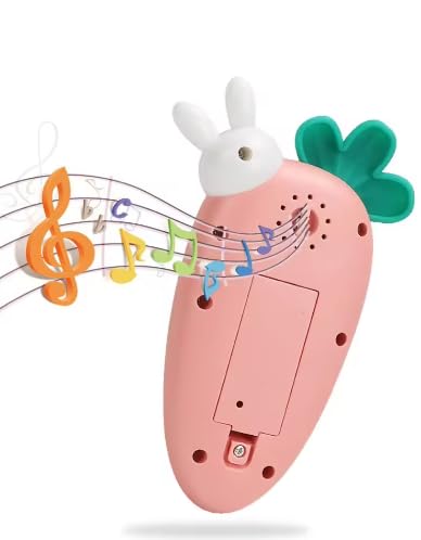 Baby Musical Toy Phone – Rabbit Carrot Shape Learning Mobile with Lights & Sounds for Kids (Pink)