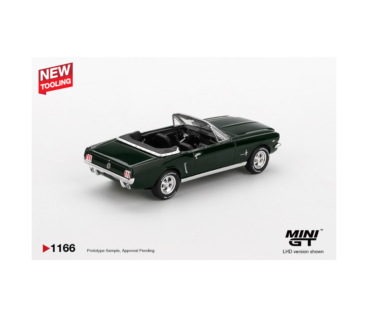 MINI GT 1965 Ford Mustang Convertible Dark Green 1:64 Scale Diecast Metal Toy Car (Model No. 1166)