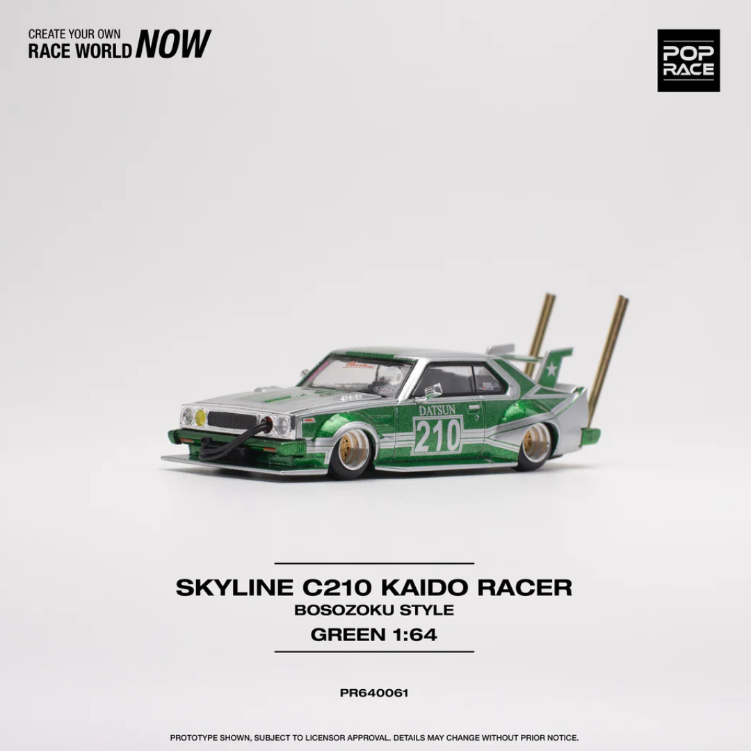 Pop Race Skyline C210 Kaido Racer Bosozoku Style Green – PR64S9-05 (PR640061)