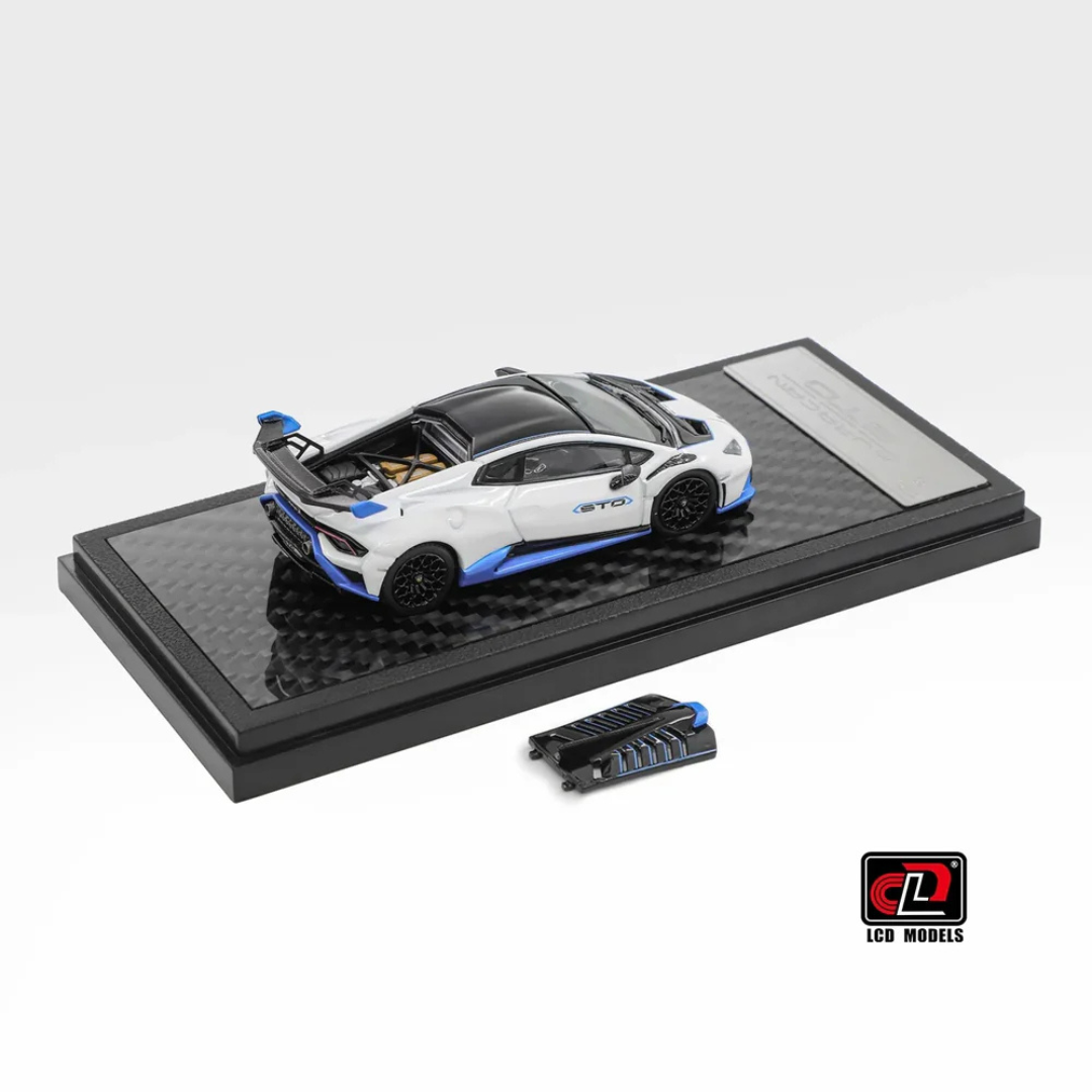 LCD Models Lamborghini Huracán STO White/Blue Track Supercar -LCD64043-WH
