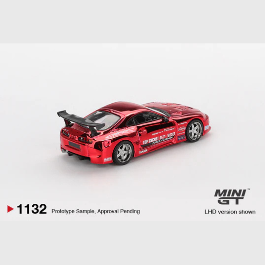 Mini GT Toyota Supra A80 Top Secret GT-300 Red Chrome - MGT01132 - Box Version