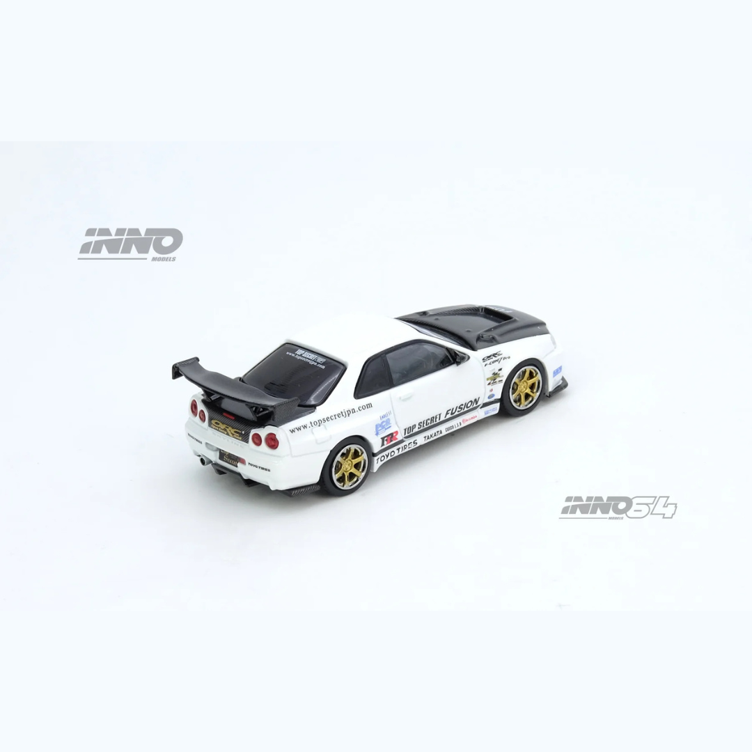 INNO64 Nissan Skyline GT-R R34 Top Secret White 1:64 Diecast JDM Tuner Car - IN64-R34TS-WHI