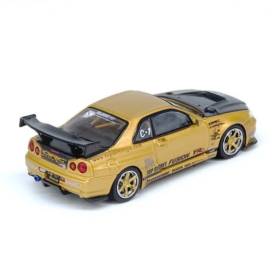 INNO64 Nissan Skyline GT-R R34 Top Secret Gold 1:64 Diecast JDM Tuner Car - IN64-R34TS-GOLD