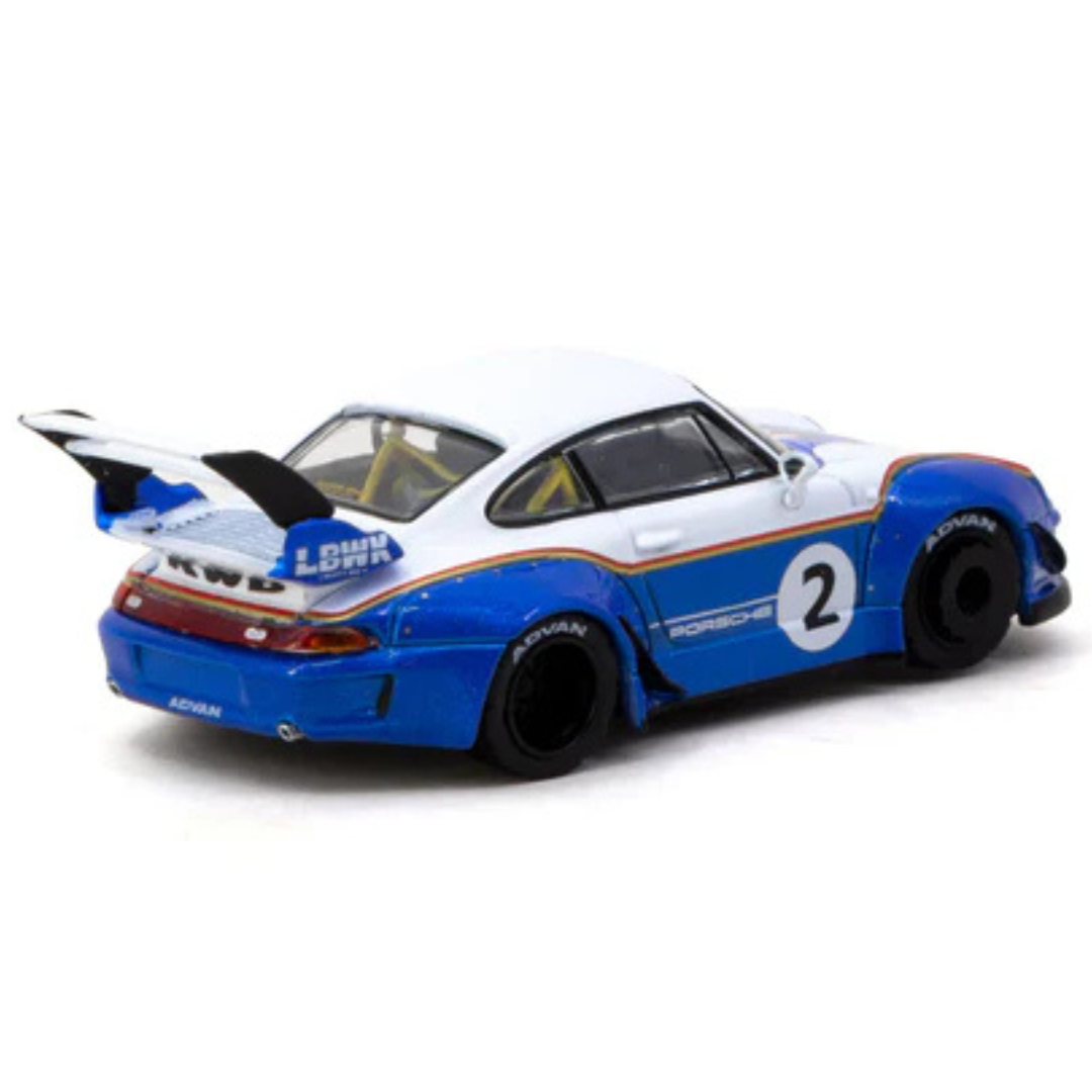 Tarmac Works Porsche RWB 993 #2 Liberty Walk White/Blue 1:64 Diecast Widebody Car - T64-TL017-LBWK2