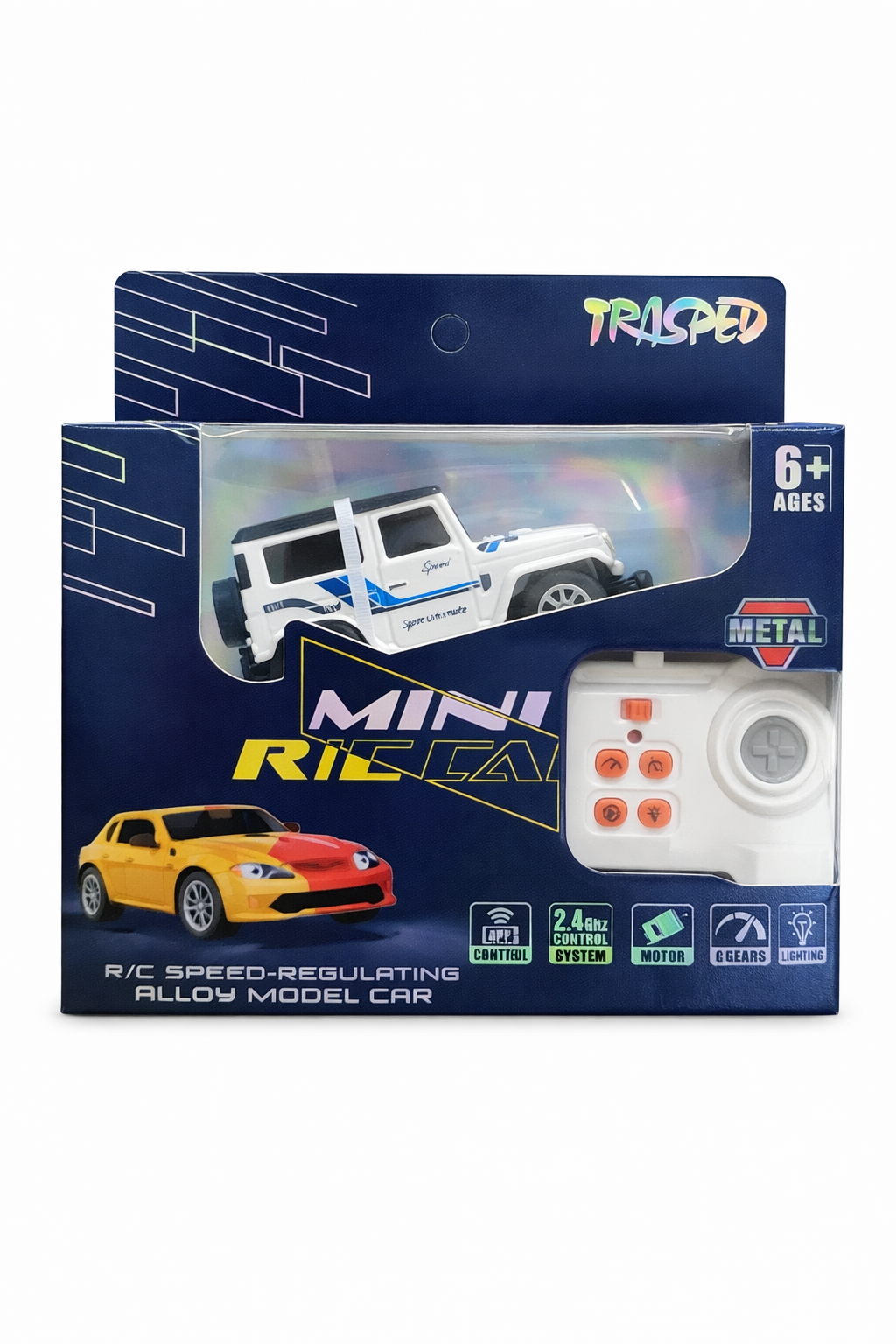 Trasped Jeep Wrangler Mini RC Car – 2.4GHz Remote Control Metal Off-Road Toy Car (White)
