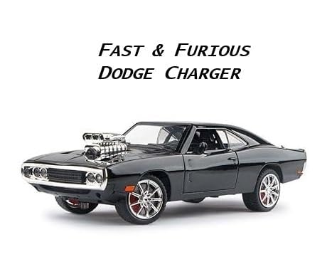 Dodge Charger 1:24 Scale Diecast Metal Toy Car – Classic Black Muscle Car with Engine Detailing