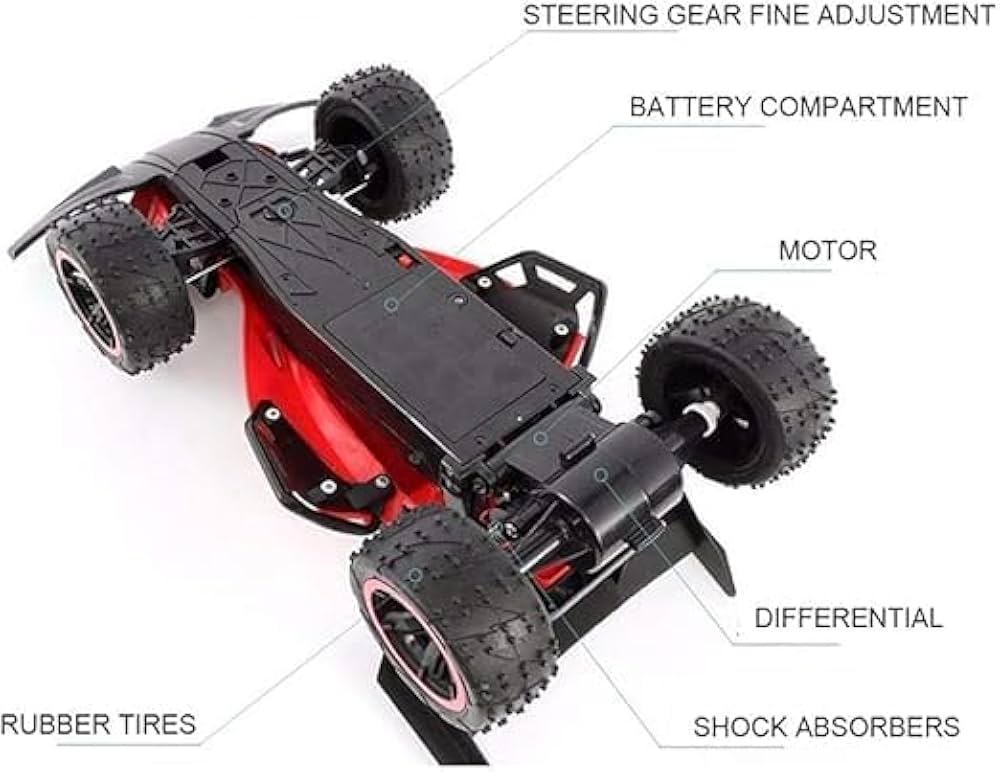 High-Speed RC Buggy Car – 1:14 Scale Off-Road Racing Remote Control Car with Shock Absorbers & Rubber Tyres (Red)